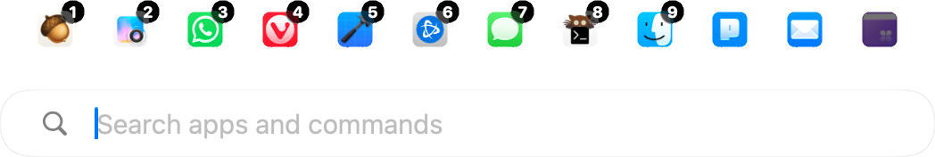 The strip of running apps above Raven’s search field